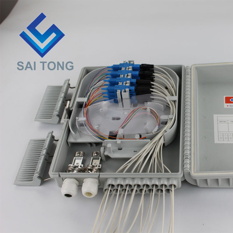 China goede kwaliteit 16 cores grijs abs verdeelkast sc upc fiber terminal box FTTH glasvezel terminal box wandmontage FOB