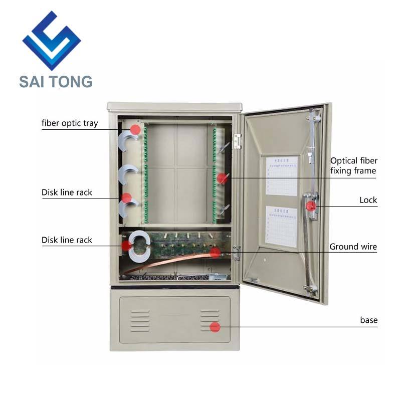 SaiTong FTTH 144 Core cross connect kast van telecomapparatuur SMC outdoor waterdichte IP55 144 core glasvezel kasten ODF