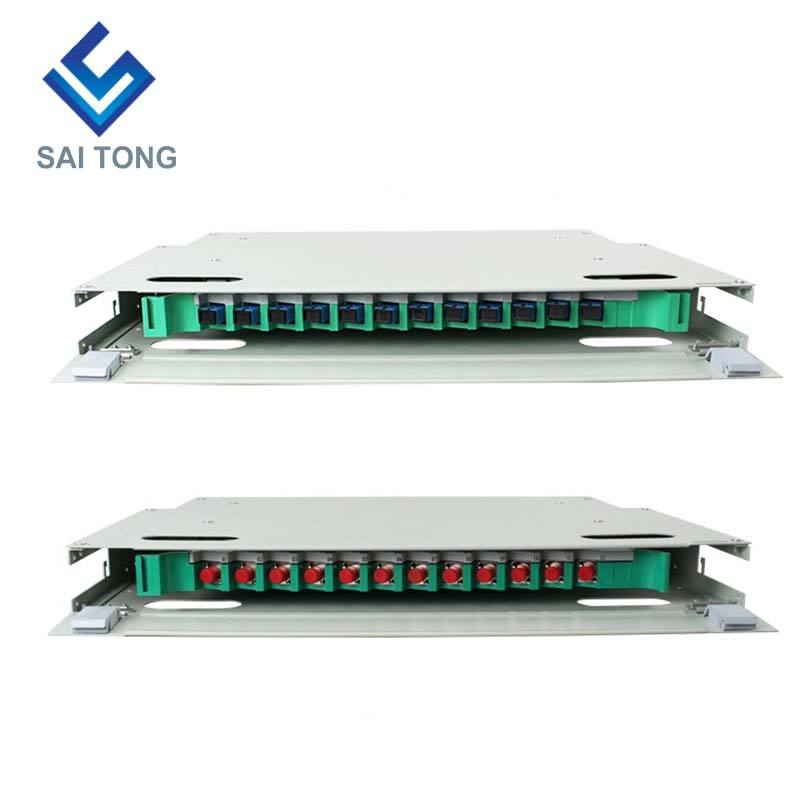 SaiTong FTTH 19 Inch Rack Mount 12 Poort Kast SC/FC ODF 1 U 12 core Glasvezel Distributie frame Optioneel Volledige Belasting