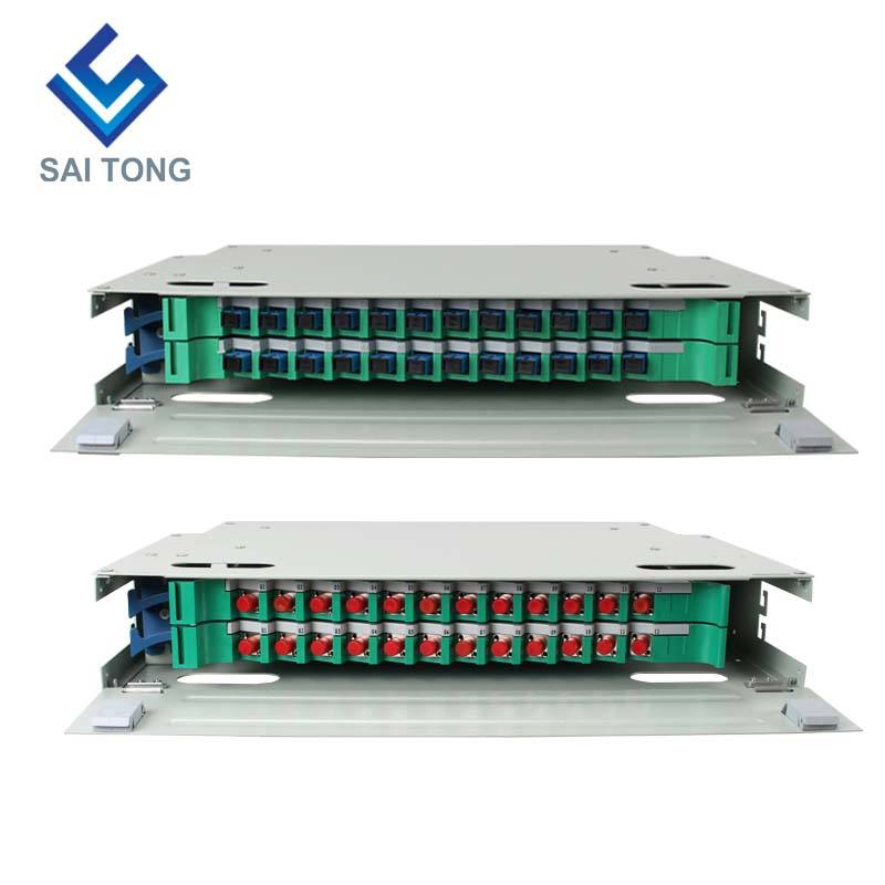 SaiTong FTTH 19 Inch Rack Montage 24 Poort Kast SC/FC ODF 2 U 24 core Glasvezel Distributie frame Optioneel Volledige Belasting