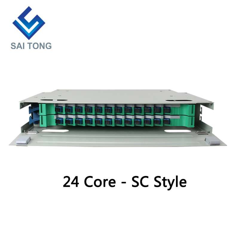 SaiTong FTTH 19 Inch Rack Montage 24 Poort Kast SC/FC ODF 2 U 24 core Glasvezel Distributie frame Optioneel Volledige Belasting