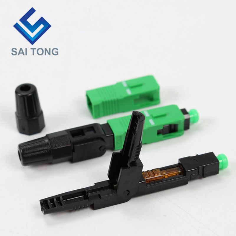 SC APC single mode groen blauwe veldmontage optische snelle connector glasvezel snelconnector voor ftth drop-kabel